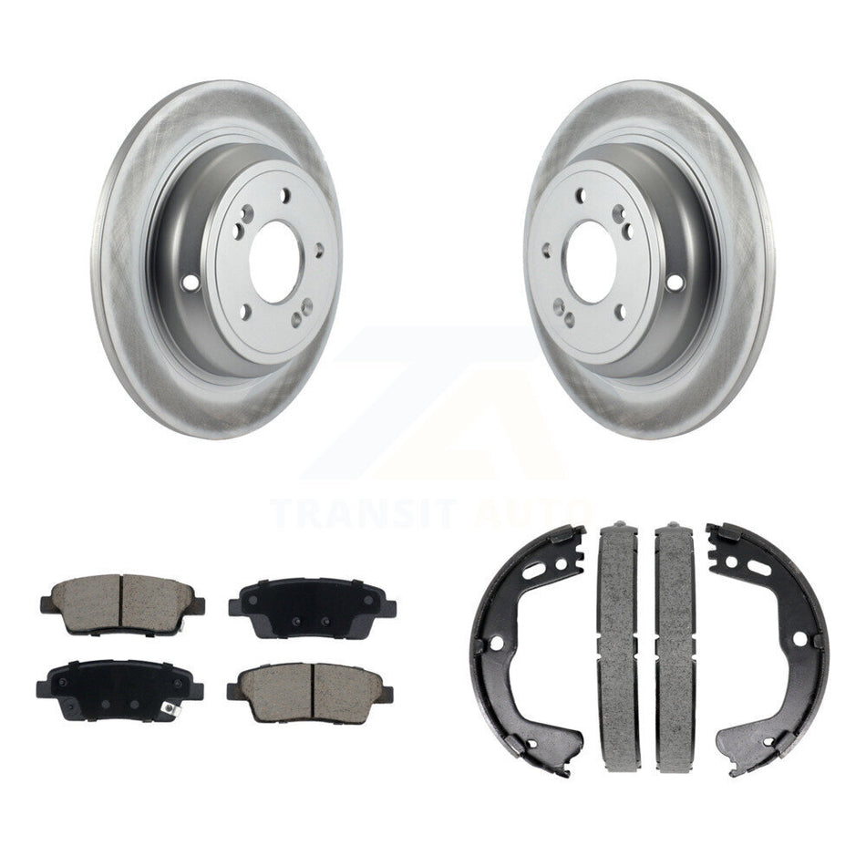 Rear Disc Coated Rotors Ceramic Pads & Parking Shoes Kit For 18-20 Genesis G80 3.8L 5.0L KGC-102936