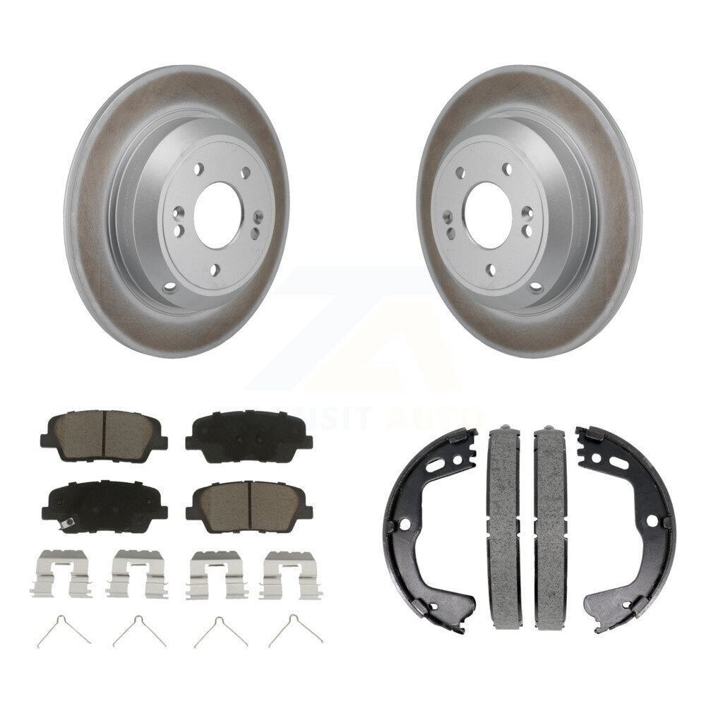 Rear Disc Coated Rotors Ceramic Pads Parking Brake Shoes Kit For Kia Stinger Genesis G70 KGC-102937