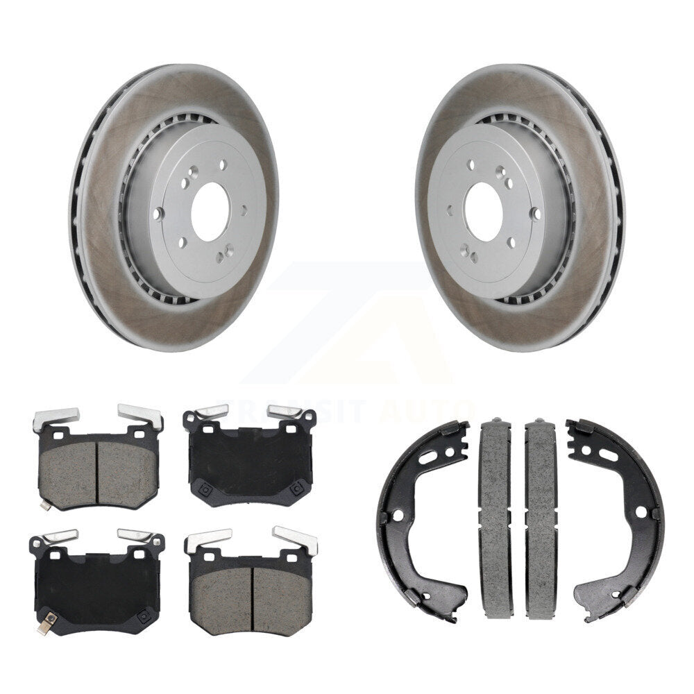 Rear Disc Coated Rotors Ceramic Pads Parking Brake Shoes Kit For Kia Stinger Genesis G70 KGC-102938