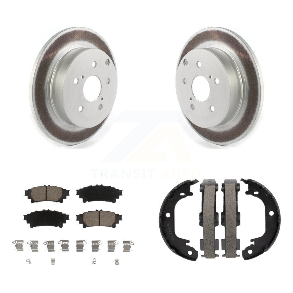 Rear Disc Coated Rotors Ceramic Pads And Parking Brake Shoes Kit For Toyota Prius V Mirai KGC-102939