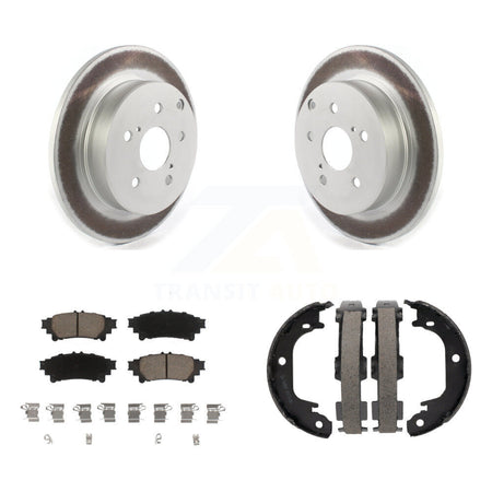 Rear Disc Coated Rotors Ceramic Pads And Parking Brake Shoes Kit For Toyota Prius V Mirai KGC-102939