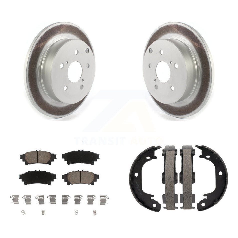 Rear Disc Coated Rotors Ceramic Pads And Parking Brake Shoes Kit For Toyota Prius V Mirai KGC-102939