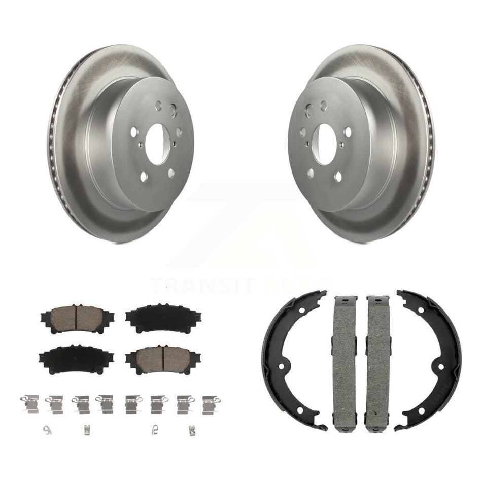 Rear Disc Coated Rotors Ceramic Pads And Parking Brake Shoes Kit For Lexus IS350 IS250 KGC-102943
