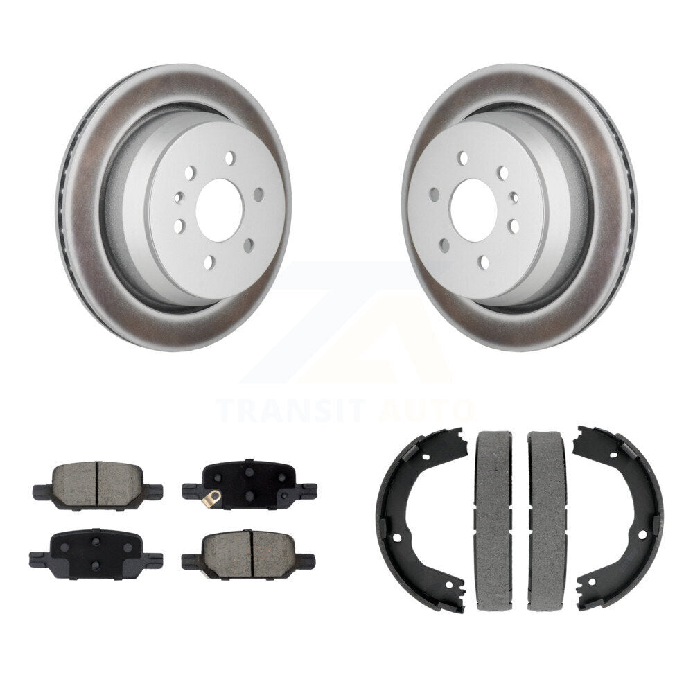 Rear Disc Coated Rotors Ceramic Pads Parking Shoes Kit For Chevrolet Colorado GMC Canyon KGC-102946