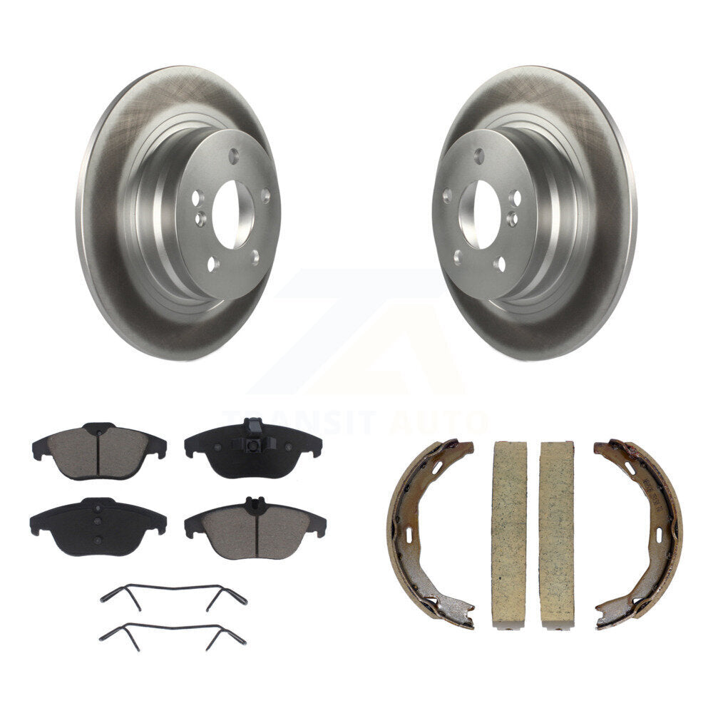 Rear Disc Coated Rotors Ceramic Pads & Parking Shoes Kit For Mercedes-Benz C300 C250 C230 KGC-102947