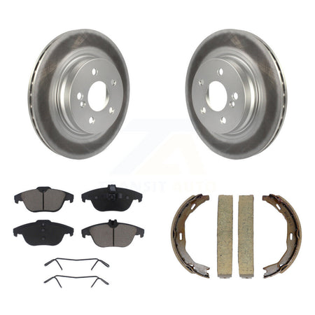 Rear Disc Coated Rotors Ceramic Pads & Parking Shoes Kit For Mercedes-Benz C300 C350 E350 KGC-102948