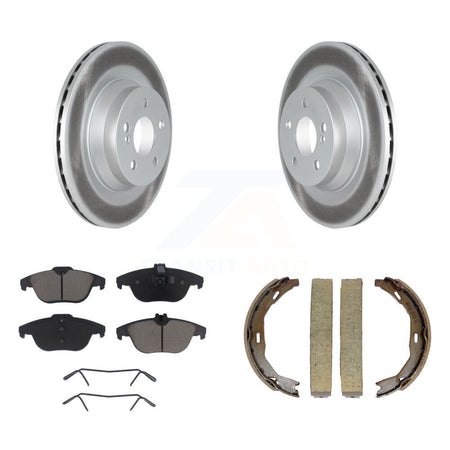 Rear Disc Coated Rotors Ceramic Pads And Parking Brake Shoes Kit For Mercedes-Benz E550 KGC-102950