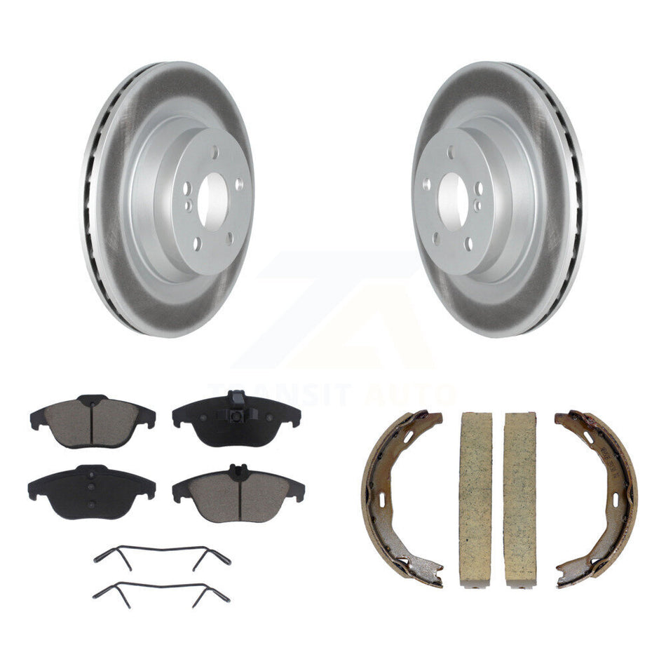 Rear Disc Coated Rotors Ceramic Pads And Parking Brake Shoes Kit For Mercedes-Benz E550 KGC-102950