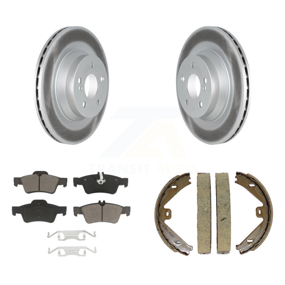 Rear Disc Coated Rotors Ceramic Pads And Parking Shoes Kit For Mercedes-Benz E550 CLS550 KGC-102952