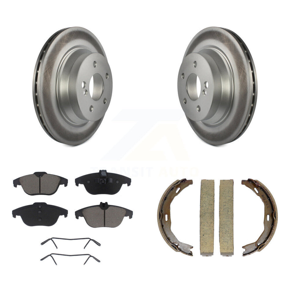 Rear Disc Coated Rotors Ceramic Pads Parking Brake Shoes Kit For Mercedes-Benz E350 E400 KGC-102953