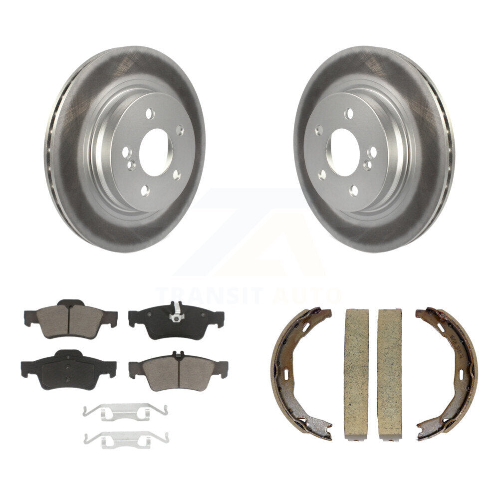 Rear Disc Coated Rotors Ceramic Pads And Parking Brake Shoes Kit For Mercedes-Benz E550 KGC-102955