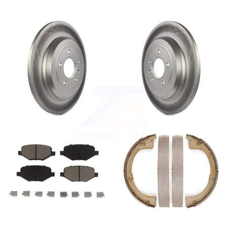 Rear Disc Coated Rotors Ceramic Pads And Parking Brake Shoes Kit For Lincoln MKT KGC-102958