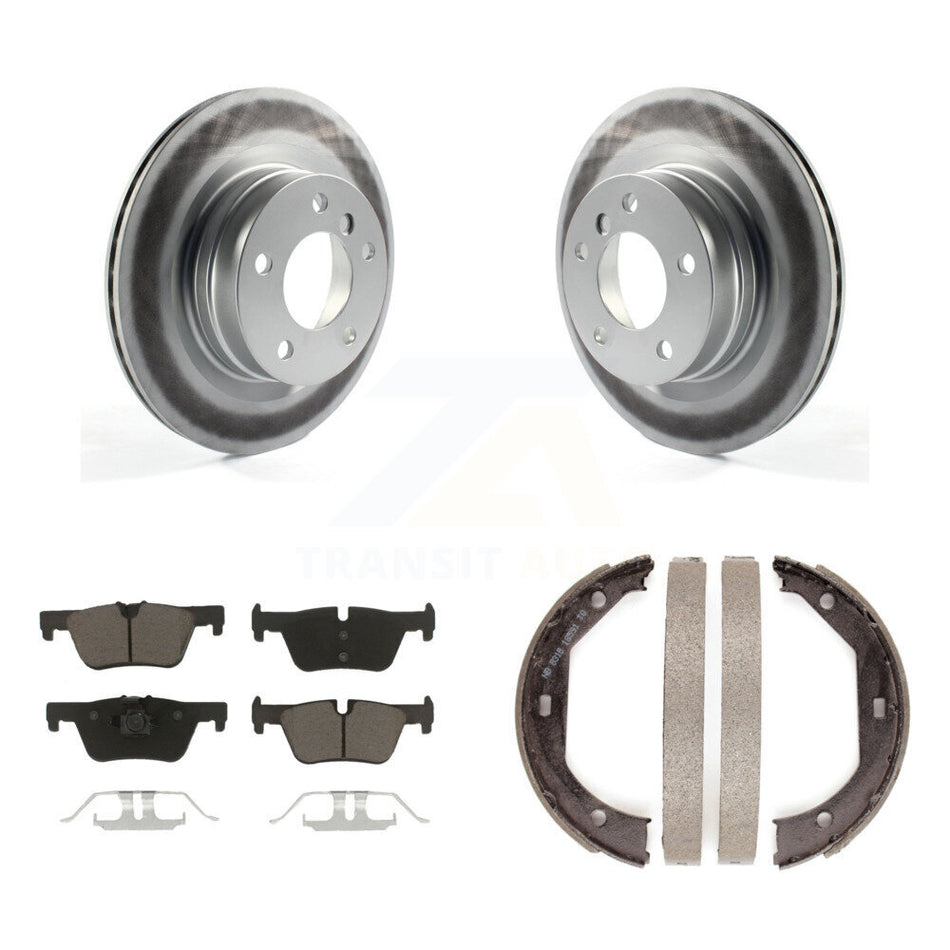Rear Disc Coated Rotors Ceramic Pads Parking Shoes Kit For BMW 328i Convertible with 2.0L KGC-102965