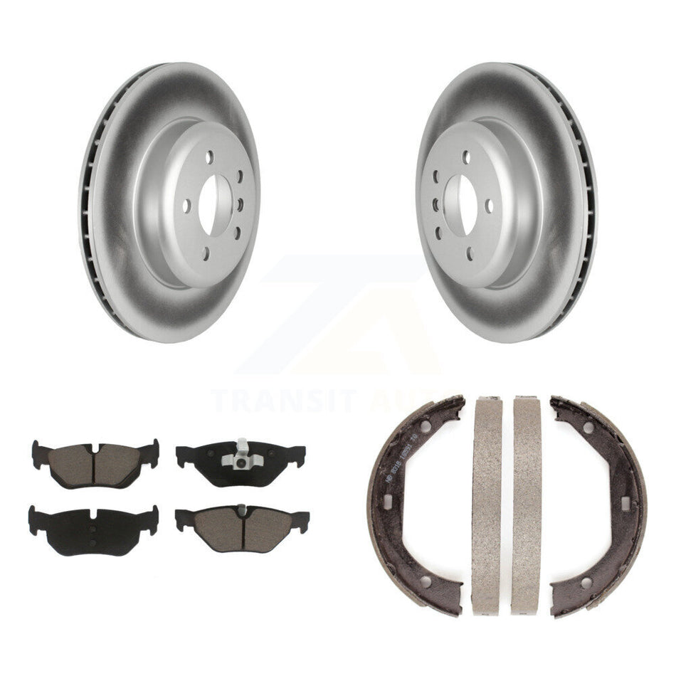 Rear Disc Coated Rotors Ceramic Pads And Parking Brake Shoes Kit For BMW 328i xDrive KGC-102978
