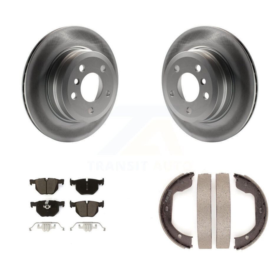 Rear Disc Coated Rotors Ceramic Pads And Parking Brake Shoes Kit For BMW X5 X6 KGC-102995