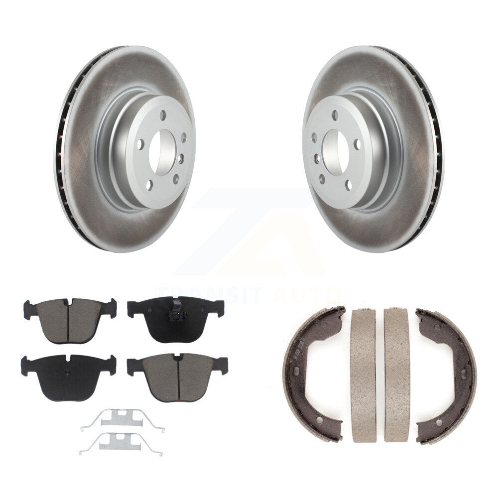 Rear Disc Coated Rotors Ceramic Pads And Parking Brake Shoes Kit For BMW X5 X6 KGC-102996