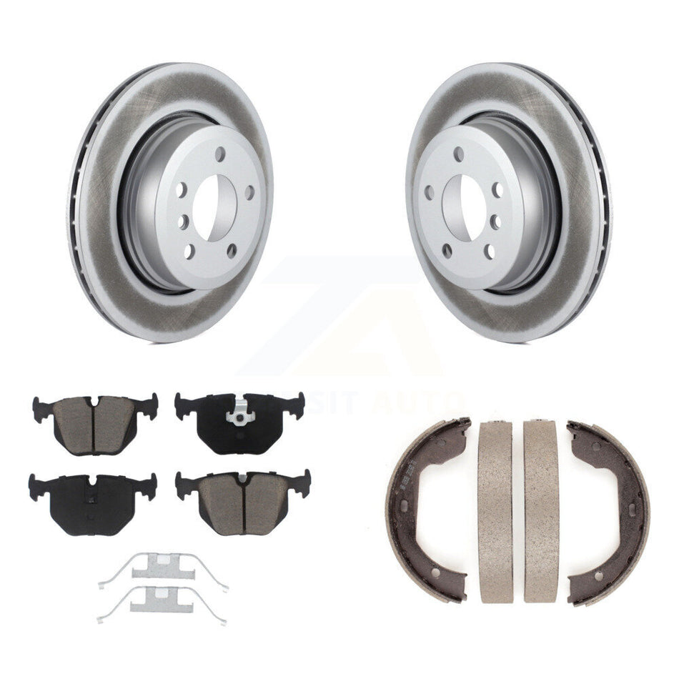 Rear Disc Coated Rotors Ceramic Pads And Parking Brake Shoes Kit For 2004-2010 BMW X3 KGC-102999