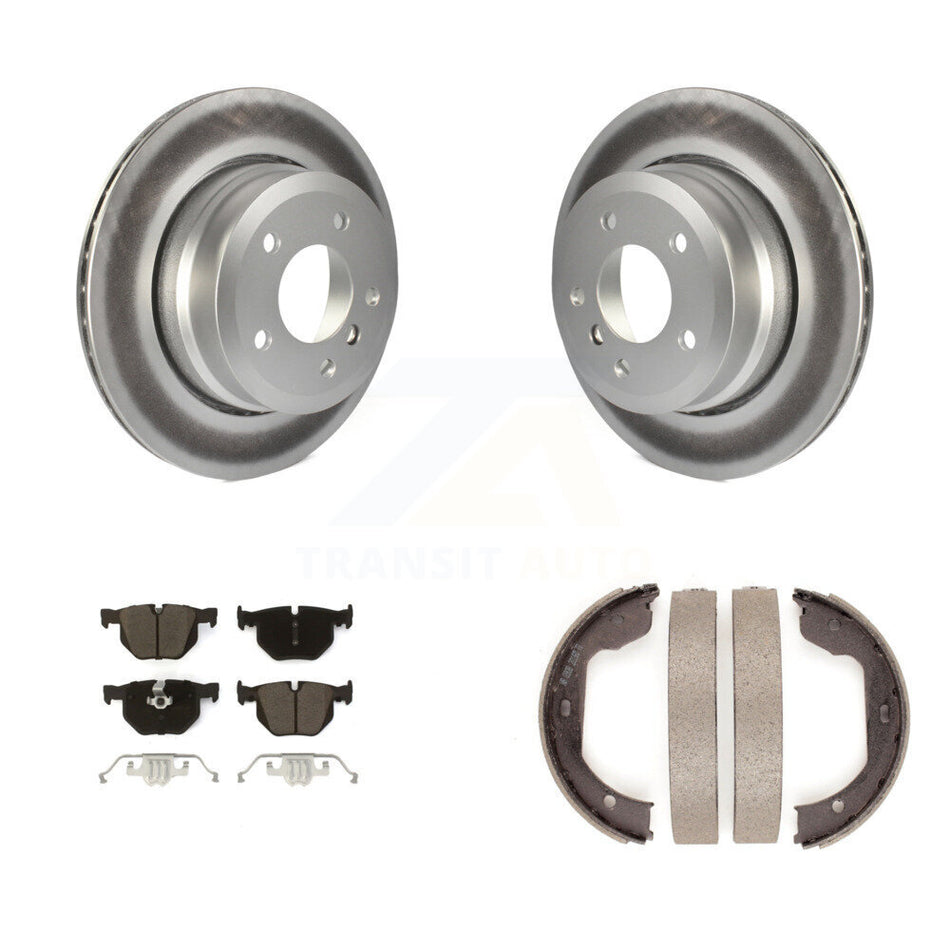 Rear Disc Coated Rotors Ceramic Pads And Parking Shoes Kit For BMW 530xi 528i xDrive 535i KGC-103000