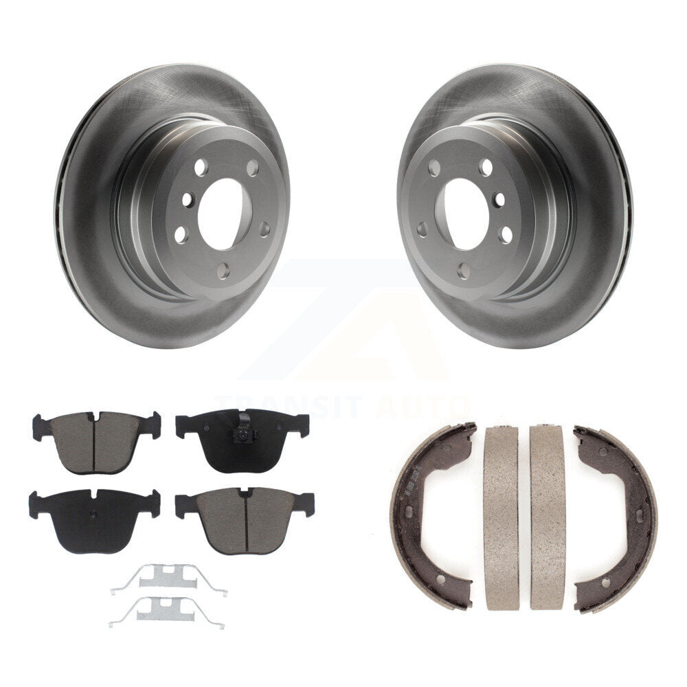 Rear Disc Coated Rotors Ceramic Pads Parking Shoes Kit For 09 BMW X6 xDrive35i From 10 08 KGC-103001