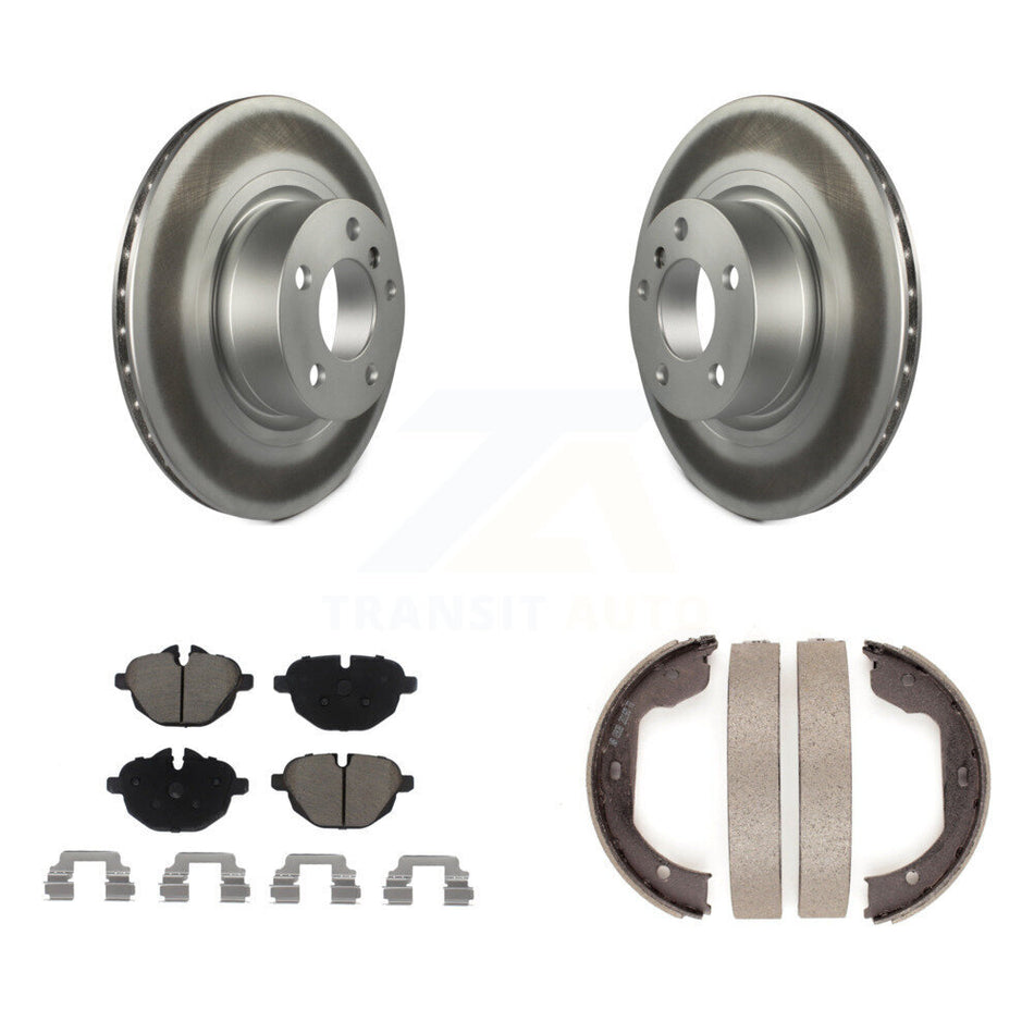 Rear Disc Coated Rotors Ceramic Pads & Parking Brake Shoes Kit For 2011 BMW X3 xDrive28i KGC-103002