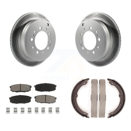 Rear Disc Coated Rotors Ceramic Pads & Parking Shoes Kit For Toyota Tundra Sequoia Lexus KGC-103007