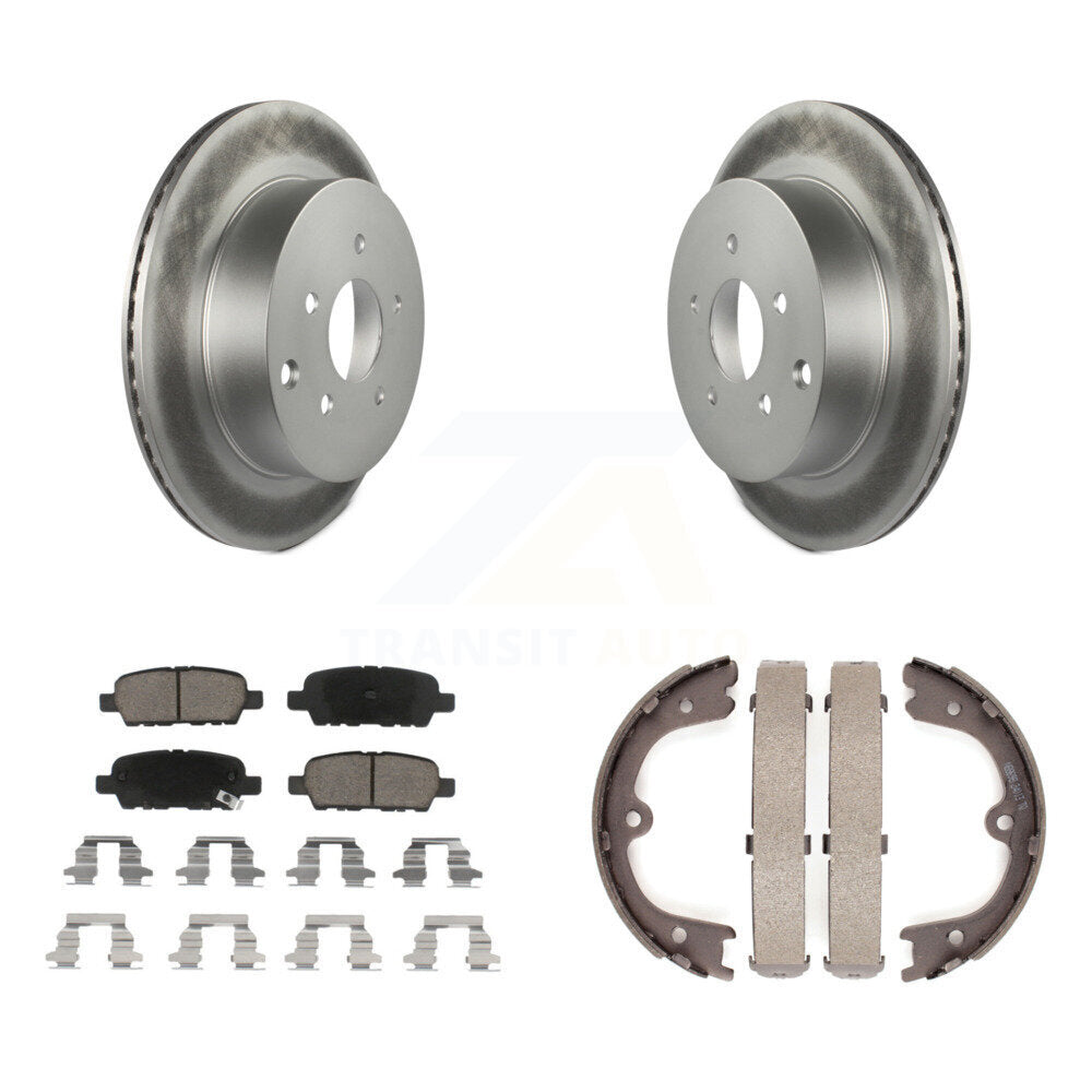 Rear Disc Coated Rotors Ceramic Pads & Parking Shoes Kit For Nissan Murano INFINITI QX60 KGC-103008