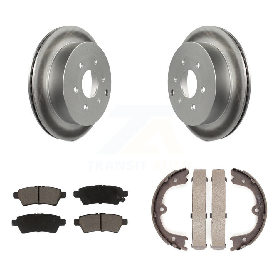 Rear Disc Coated Rotors Ceramic Pads Parking Brake Shoes Kit For 2006-2007 Nissan Xterra KGC-103012