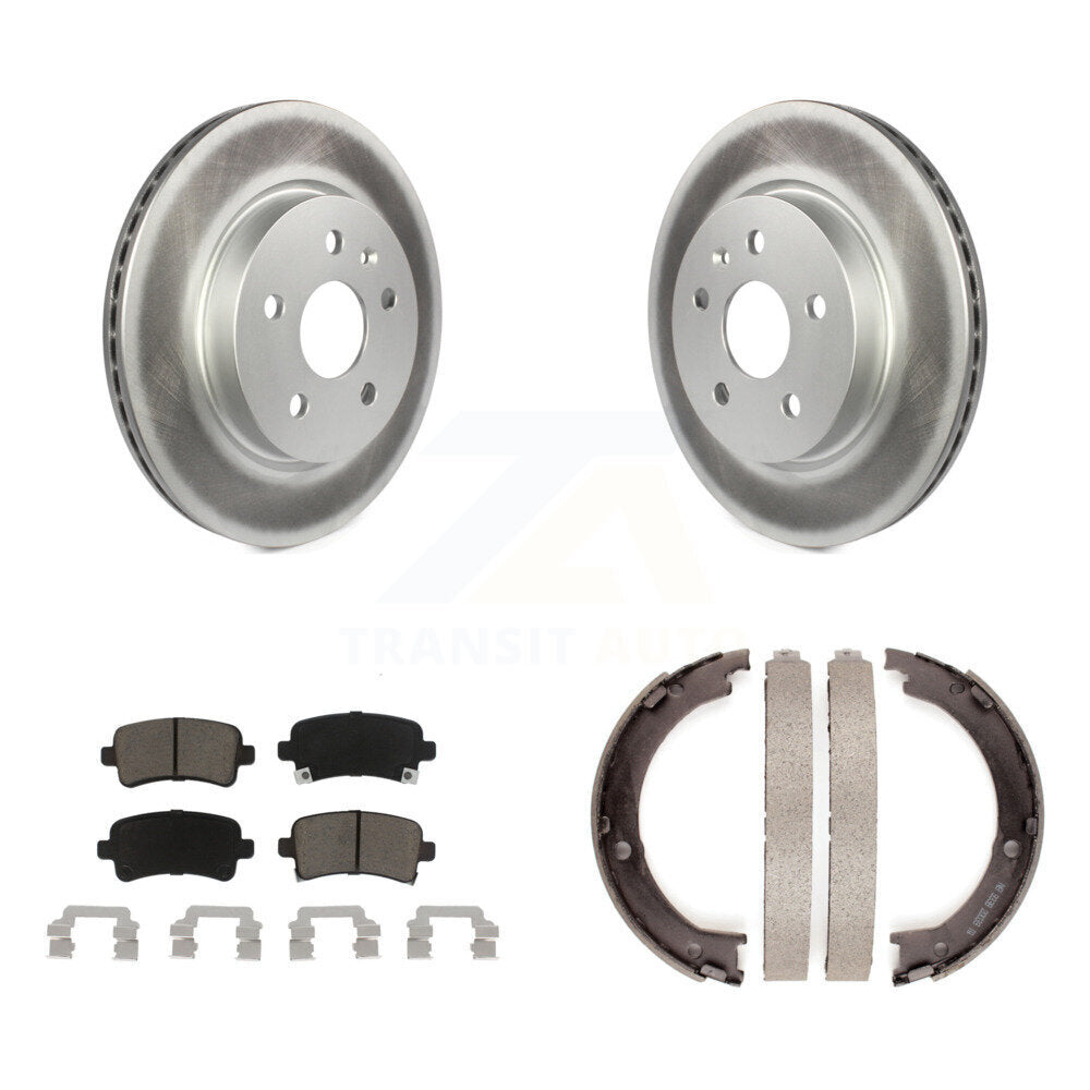 Rear Disc Coated Rotors Ceramic Pads And Parking Brake Shoes Kit For Cadillac XTS KGC-103016