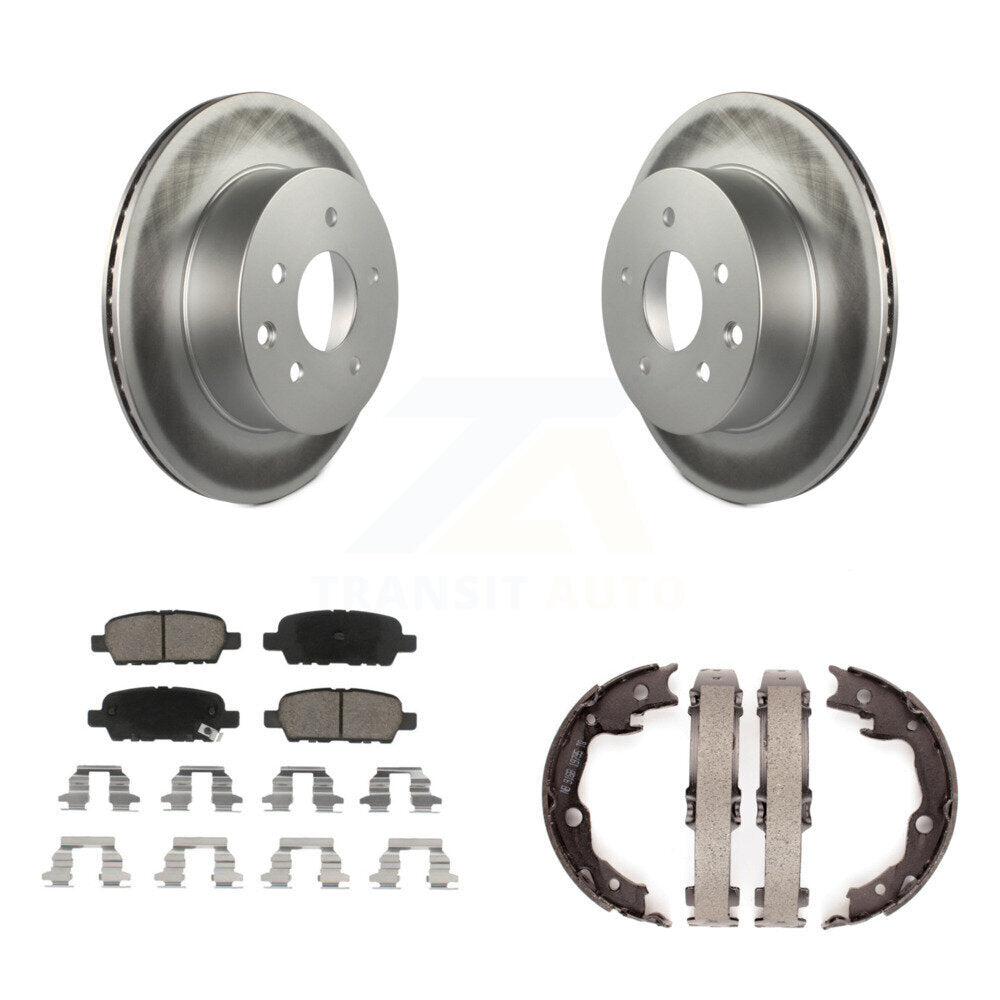Rear Disc Coated Rotors Ceramic Pads Parking Shoes Kit For Nissan Rogue LEAF Juke Select KGC-103018