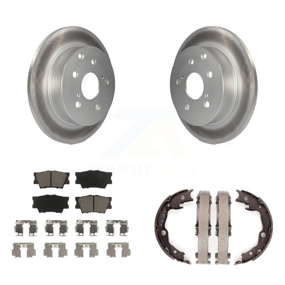 Rear Disc Coated Rotors Ceramic Pads Parking Brake Shoes Kit For Toyota RAV4 Lexus HS250h KGC-103019