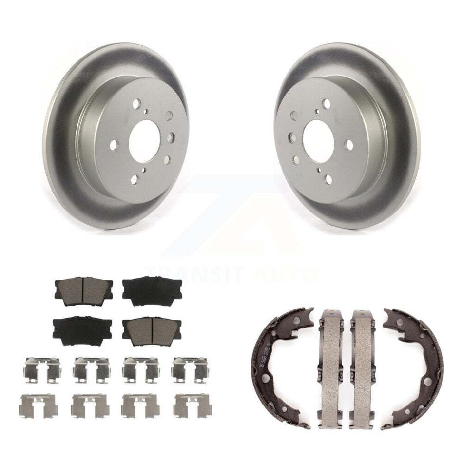 Rear Disc Coated Rotors Ceramic Pads And Parking Brake Shoes Kit For Toyota Camry KGC-103024
