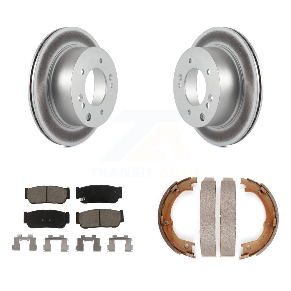 Rear Disc Coated Rotors Ceramic Pads & Parking Brake Shoes Kit For 2003-2006 Kia Sorento KGC-103026