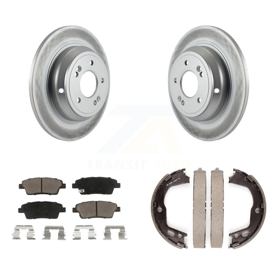 Rear Disc Coated Rotors Ceramic Pads And Parking Brake Shoes Kit For Hyundai Genesis KGC-103031