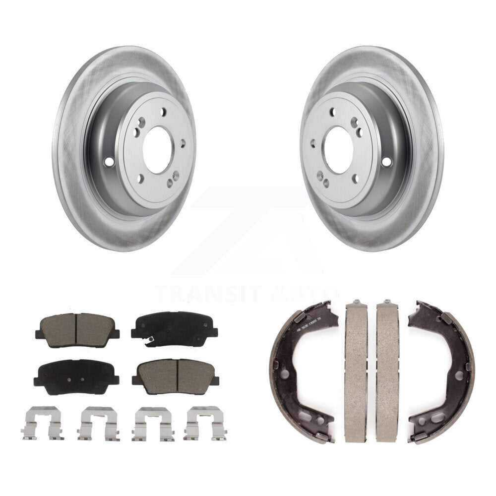 Rear Disc Coated Rotors Ceramic Pads And Parking Brake Shoes Kit For Hyundai Genesis KGC-103034