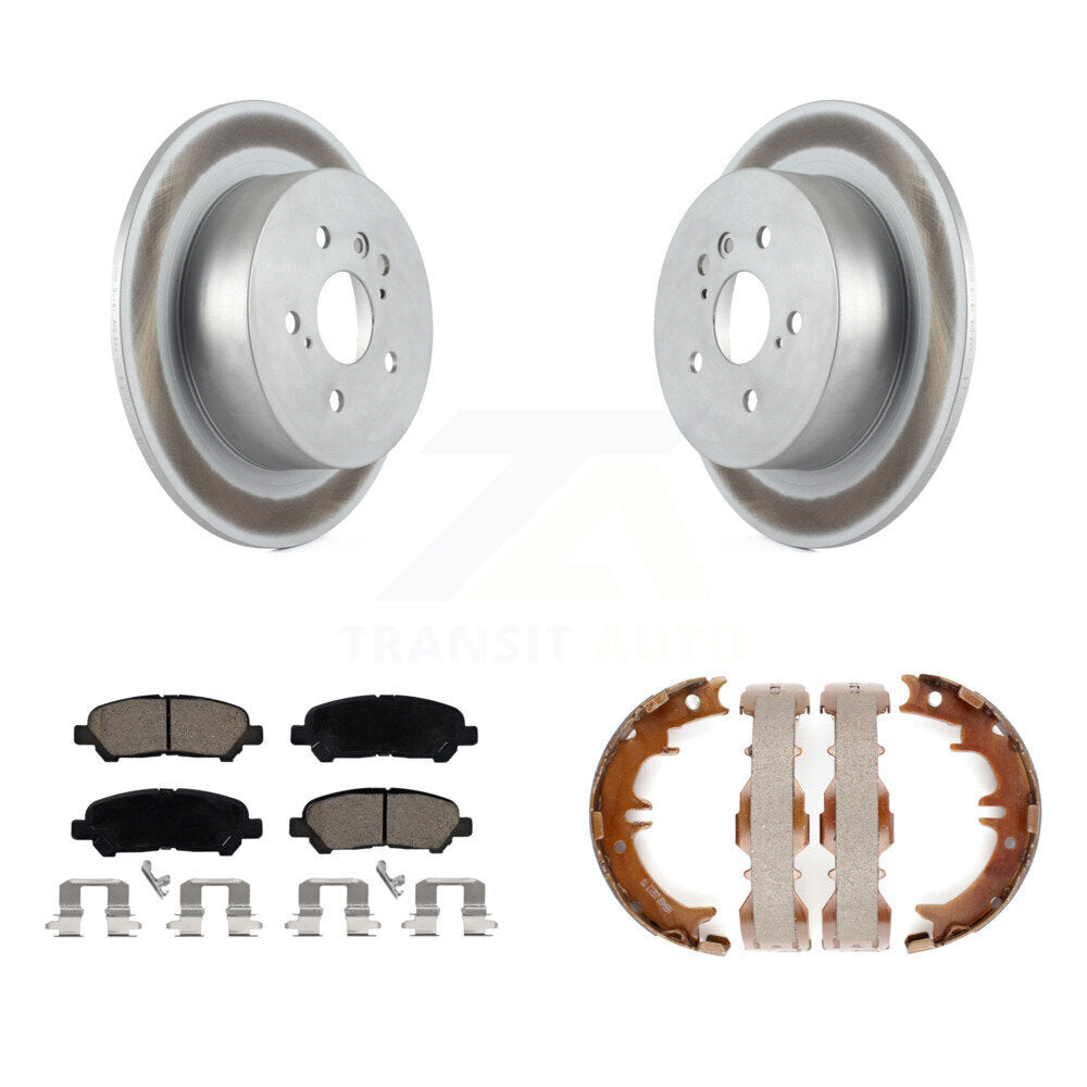 Rear Disc Coated Rotors Ceramic Pads & Parking Shoes Kit For 2008-2013 Toyota Highlander KGC-103035