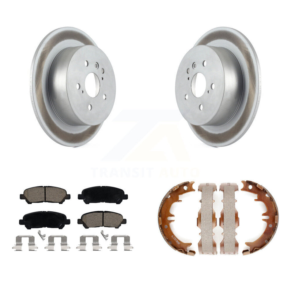 Rear Disc Coated Rotors Ceramic Pads & Parking Shoes Kit For 2008-2013 Toyota Highlander KGC-103035