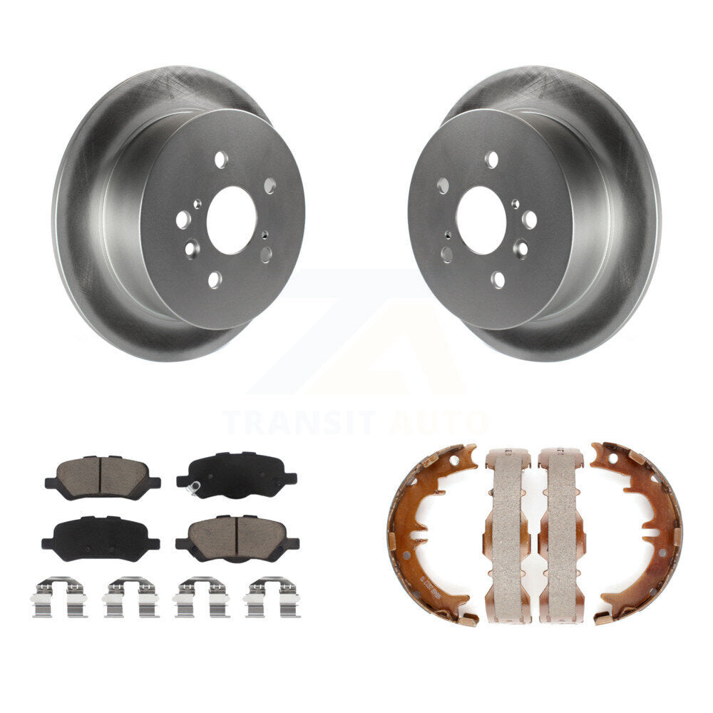 Rear Disc Coated Rotors Ceramic Pads & Parking Brake Shoes Kit For 2009-2016 Toyota Venza KGC-103036