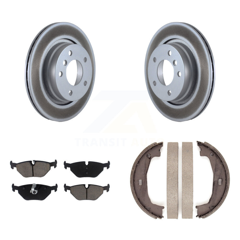 Rear Disc Coated Rotors Ceramic Pads Parking Shoes Kit For BMW 325i 325Ci 323Ci 323i 328i KGC-103041