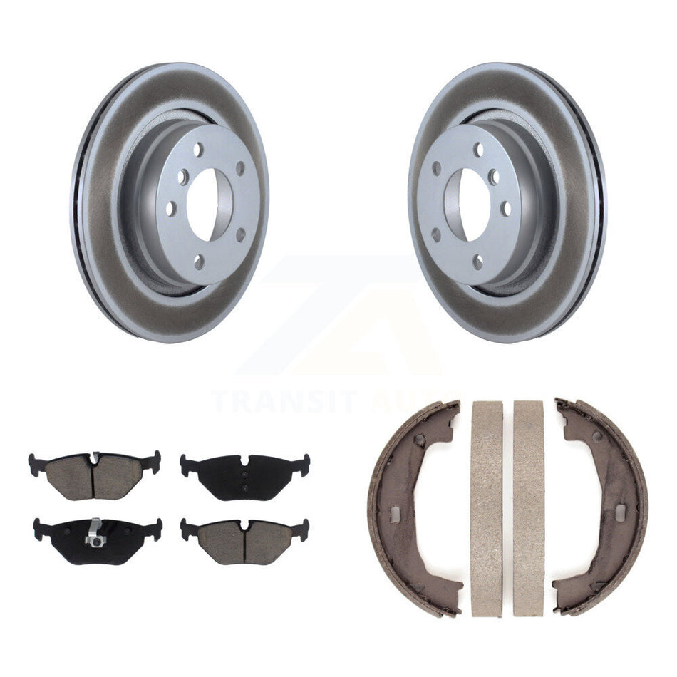 Rear Disc Coated Rotors Ceramic Pads Parking Shoes Kit For BMW 325i 325Ci 323Ci 323i 328i KGC-103041