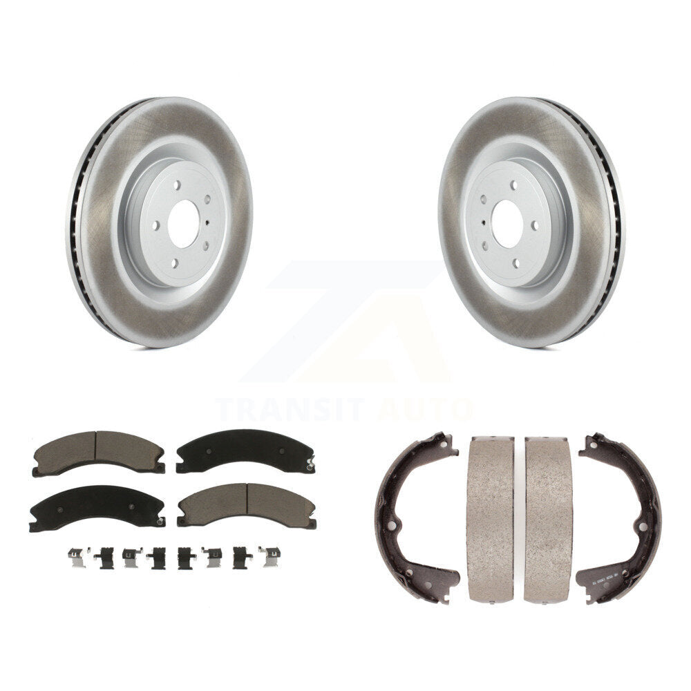 Rear Disc Coated Rotors Ceramic Pads & Parking Shoes Kit For Nissan NV2500 NV3500 NV1500 KGC-103043