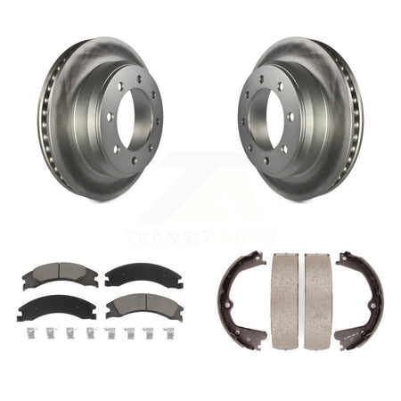 Rear Disc Coated Rotors Ceramic Pads & Parking Shoes Kit For Ford E-350 Super Duty E-250 KGC-103044