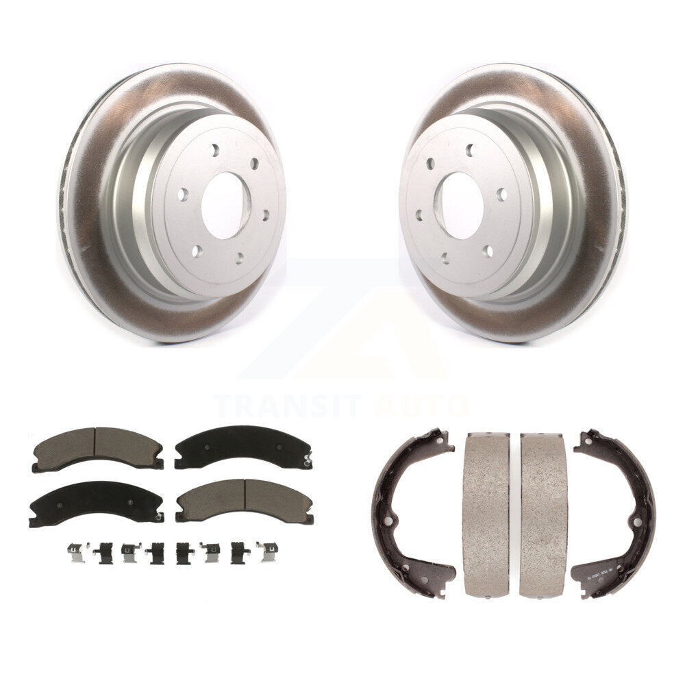 Rear Disc Coated Rotors Ceramic Pads And Parking Shoes Kit For 2016-2019 Nissan TITAN XD KGC-103047