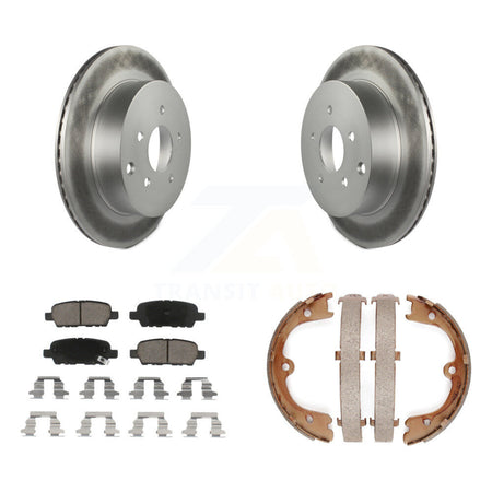 Rear Disc Coated Rotors Ceramic Pads And Parking Shoes Kit For INFINITI FX35 Nissan Quest KGC-103050