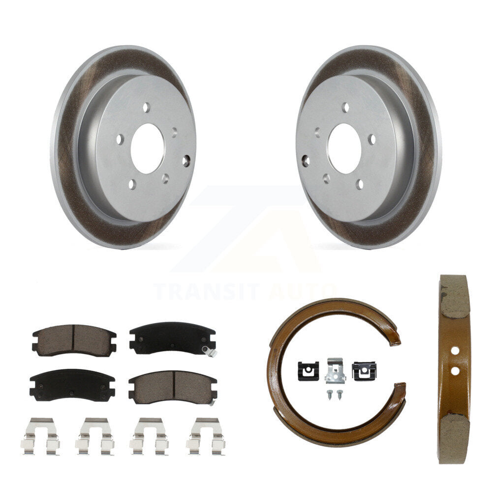 Rear Disc Coated Rotors Ceramic Pads Parking Shoes Kit For Buick Rendezvous Pontiac Aztek KGC-103051