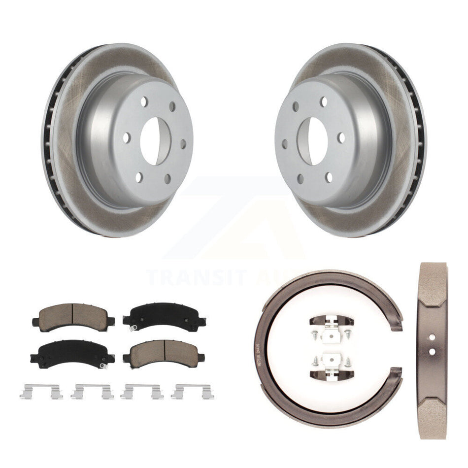 Rear Disc Coated Rotors Ceramic Pads & Parking Shoes Kit For Chevrolet GMC Avalanche 1500 KGC-103057