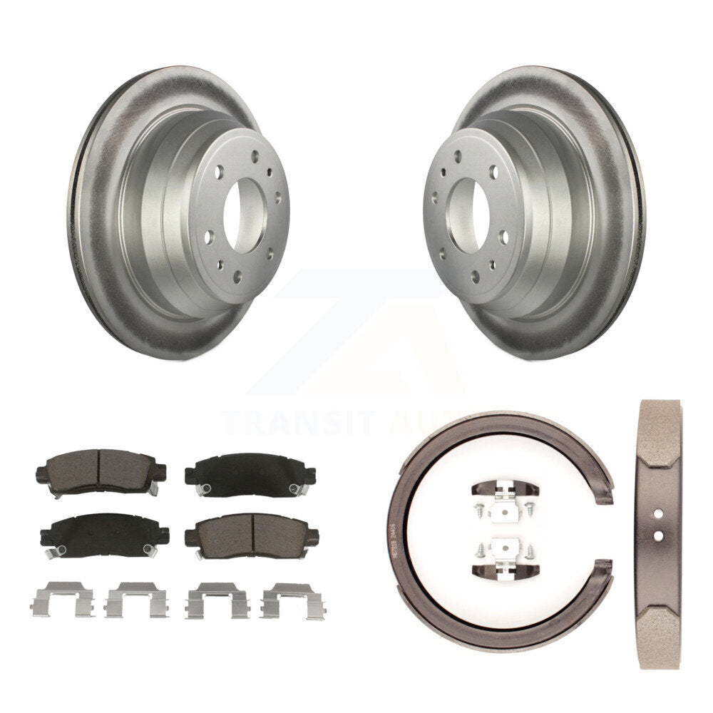 Rear Disc Coated Rotors Ceramic Pads & Parking Shoes Kit For Chevrolet GMC Trailblazer XL KGC-103059