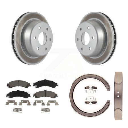 Rear Disc Coated Rotors Ceramic Pads & Parking Shoes Kit For Chevrolet GMC Silverado 1500 KGC-103060