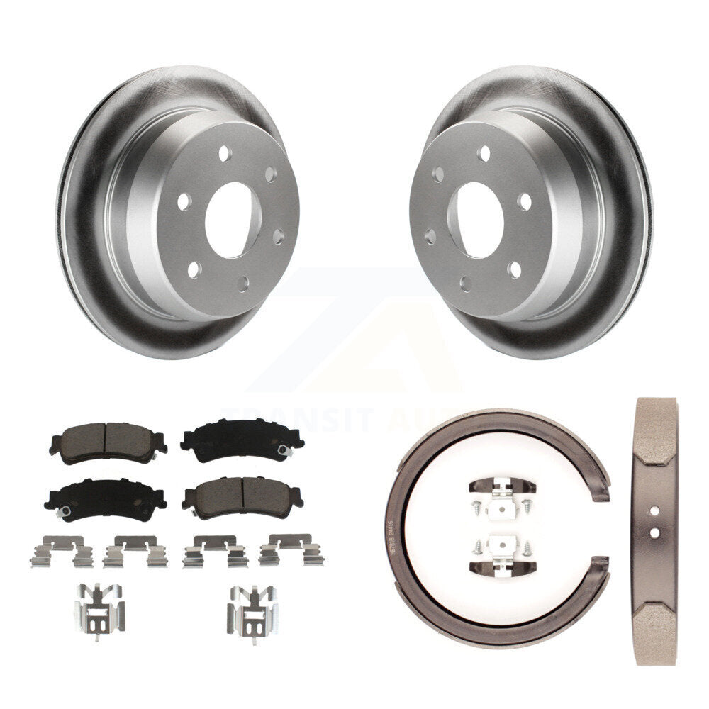 Rear Disc Coated Rotors Ceramic Pads & Parking Shoes Kit For Chevrolet GMC Silverado 1500 KGC-103061