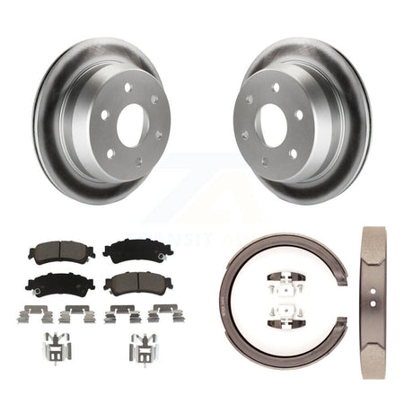 Rear Disc Coated Rotors Ceramic Pads & Parking Shoes Kit For Chevrolet GMC Silverado 1500 KGC-103061