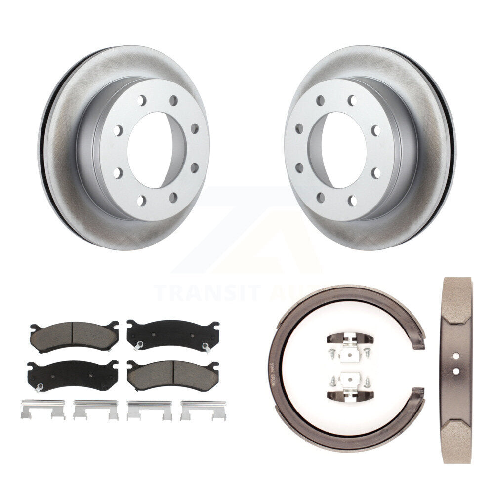 Rear Disc Coated Rotors Ceramic Pads & Parking Shoes Kit For GMC Chevrolet Silverado 1500 KGC-103066